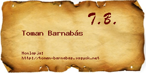 Toman Barnabás névjegykártya